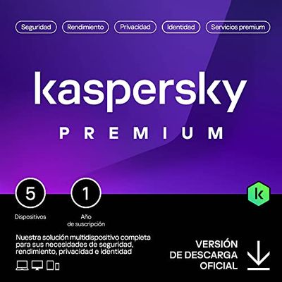 Kaspersky Premium Total Security 2025 | 5 Dispositivos | 1 año | Anti-Phishing y Firewall | VPN ilimitada | Gestor de contraseñas | Control parental | Soporte 24/7 | PC/Mac/Móvil | Código por email