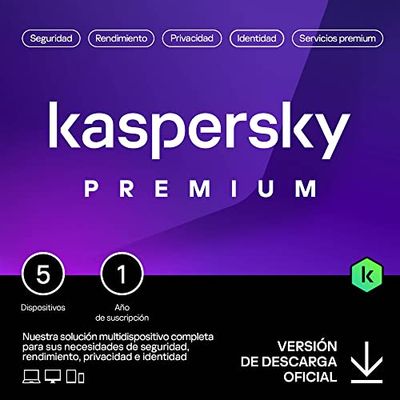 Kaspersky Premium Total Security 2024 | 5 Dispositivos | 1 año | Anti-Phishing y Firewall | VPN ilimitada | Gestor de contraseñas | Control parental | Soporte 24/7 | PC/Mac/Móvil | Código por email