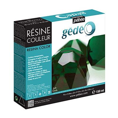 Pébéo - Gédéo Kit Résine Couleur 150 ML - Résine Époxy Colorant Vert - Résine Liquide Coulage, Moulage, Vernis - Résine Époxy Transparente Compatible Bois et Autres Matériaux 150 ML - Jade