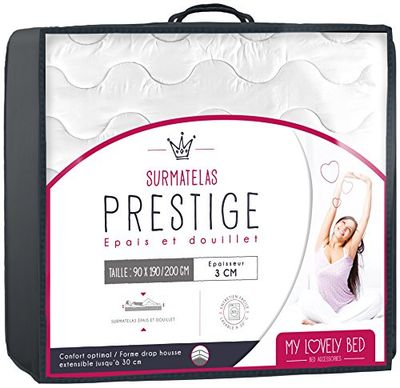 My Lovely Bed – Prestige Mattress Topper 90 x 190/200 cm – Thick and Cosy – 100% Cotton Cover – Washable