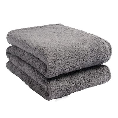 Brentfords Cobertor de forro polar de peluche grande sobre a cama, colcha de pelúcia super macia e quente, cor cinza carvão, 125 x 150 cm