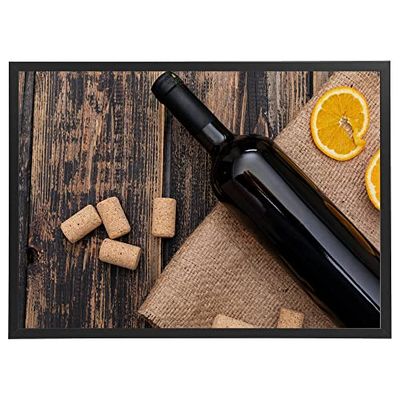 Arterby's® - Premium Poster Quadro Cornice Tela Canvas Dipinto Mood - Illustrazione Wine Bar Vino Calice Sommelier - Made in Italy - HD Tela con Cornice Semplice Nera 21x30 cm B002 D007