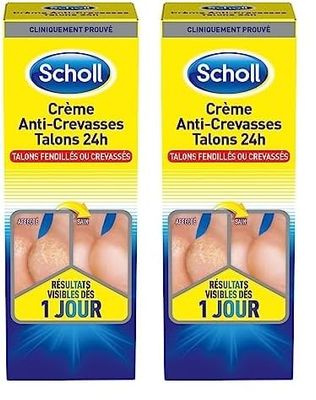 Scholl Crème Pieds Anti-Crevasses Talons fendillés ou crevassés 24h 60ml (Lot de 2)