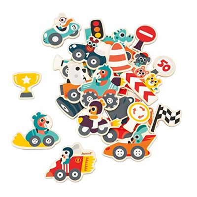 Janod - 24 Magneti Città - Giocattolo in Legno FSC - Gioco Educativo Magnetico - Accessori per Lavagna Magnetica - Dai 24 Mesi, J09642