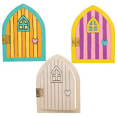 Baker Ross Portes de fée en bois à décorer (Paquet de 4) -Loisirs créatifs pour enfants, AT535