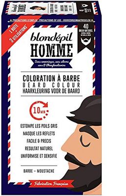 Blondépil Coloração de barba castanho natural barba/bigode kit 3 usos