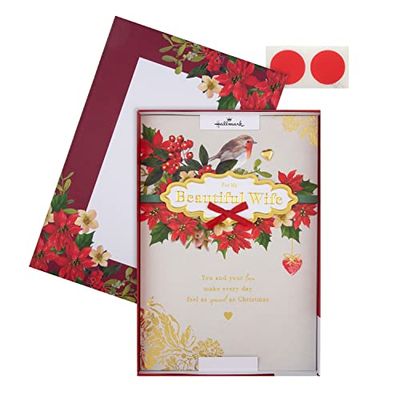 Hallmark Boxed Christmas Card for Wife - Traditional Robin and Foliage Design