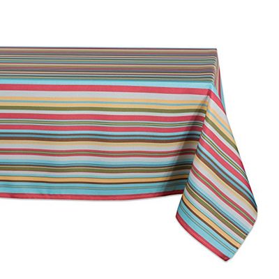 DII Nappe 100% Polyester, Anti-déversement, Lavable en Machine, pour Utilisation en extérieur, Rayures d'été Chaudes, pour 6 à 8 Personnes, 152,4 x 213,4 cm