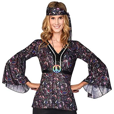 amscan 9909460 - Collier hippie arc-en-ciel hippie signe de la paix pour adultes - Accessoire de déguisement