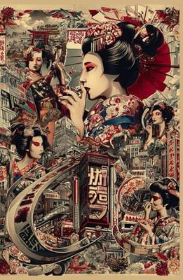 Carnet de notes style japonais vintage: Carnet de notes créatif à l'inspiration traditionnelle et rétro japonaise