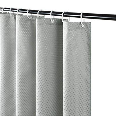 Furlinic grijs waterdicht douchegordijn van verzwaarde stof, extra lang gordijn met voering van schimmelbestendig polyester, set met 12 ADS-haken, 180 x 200 cm.