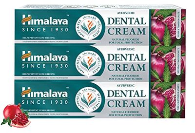 Himalaya Ayurvedic Dental Cream Herbal Toothpaste - Neem & pomegranate Gum protection |Helps fight Plague, Cavity and prevents tooth decay | with natural fluoride - 100g (Pack of 3)
