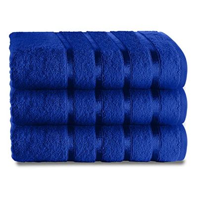 GC GAVENO CAVAILIA Juego de 2 toallas de baño, toallas de baño grandes, suaves y superabsorbentes, juego de toallas de algodón hilado en anillos de 500 g/m², azul real