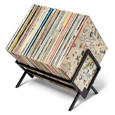 MODERN VINYL Platenhouder - matzwart metaal - opbergruimte voor 80-100 LP's - eenvoudige, snelle montage - vinyldisplay, tijdschriften, dossiers