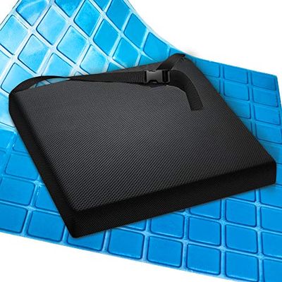 AIESI® Coussin Anti Escarres Professionnel (Certificat) Memory en Mousse de polyuréthane avec Coussin Interne en Gel et Ceinture cm 44x44x5h