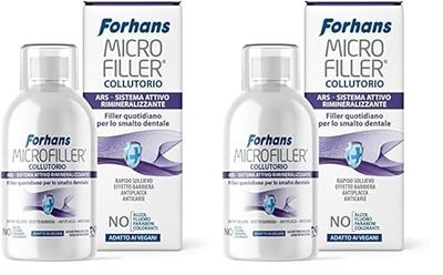 Forhans, Collutorio Microfiller, Remineralizzante, per lo Smalto Dentale, Dona Rapido Sollievo per Denti Sensibili, Azione Antiplacca, Senza Parabeni e Fluoro, 500 ml (Confezione da 2)