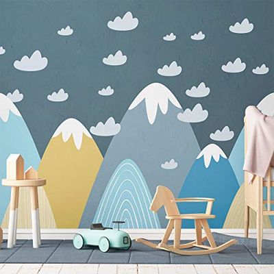 Ambiance-Sticker Muursticker voor kinderen, reuzendecoratie, Scandinavische bergen voor kinderkamer, 55 x 95 cm, 1 stuk