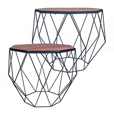 pajoma Geo - Set di 2 tavolini in metallo e legno