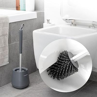 InnovaGoods® Balayette en caoutchouc pour toilettes Kleanu, nettoie les toilettes de manière efficace, avec fonction de balayette en caoutchouc, design ergonomique et facile à utiliser