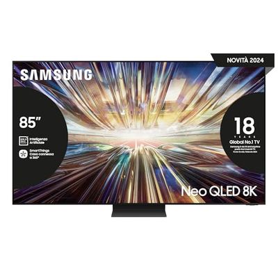 SAMSUNG TV QE85QN800DTXZT Neo QLED 8K Mini LED, Smart TV 85" Processore NQ8 AI Gen2, Infinity One, DVBT-2, Q-Symphony & Dolby Atmos, Integrato con Alexa, Graphite Black 2024