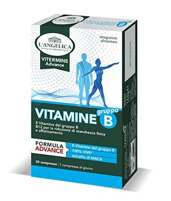 L'Angelica, Integratore Vitamine B, A Base di 8 Vitamine del Gruppo B, Con l'Estratto di Maca, Per la Riduzione di Stanchezza Fsica e Affaticamento, Vegani, senza Lattosio, senza glutine- Formato: 30 Compresse