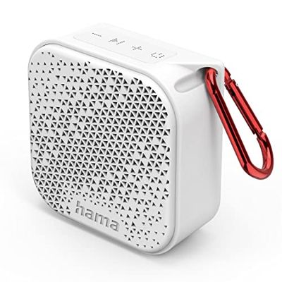 Hama Bluetooth-högtalare ficka 3.0-låda för mobiltelefon (kompakt minihögtalare med Bluetooth, AUX och praktisk karbinhake, liten, mobil musikbox, bluetooth, vattentät IP67, 14h batteri, 3,5 W) vit