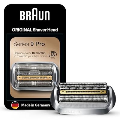 Braun Series 9 Rasoio Elettrico Barba Testina di Ricambio Originale, Parte di Ricambio Compatibile con il Rasoio da Uomo Series 9 Pro, 94M, Argento