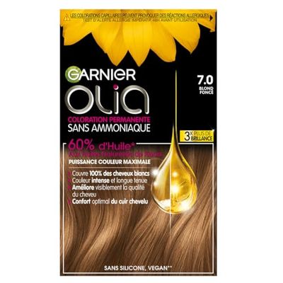 Garnier Coloration Permanente - Sans Ammoniaque - Aux Huiles Naturelles de Fleurs - Blond Foncé (7.0) - Olia