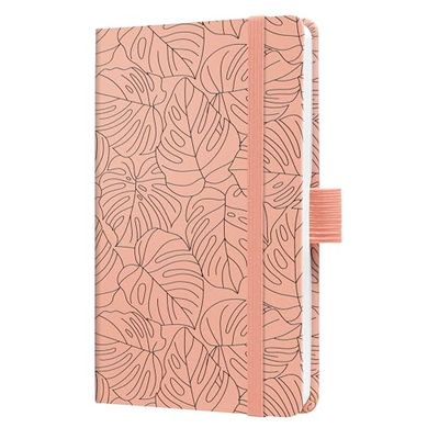 SIGEL J5352 Jolie Agenda settimanale 2025, motivo Rose Monstera, 9,5 x 15 cm, copertina rigida, 174 pagine, rosato, nero
