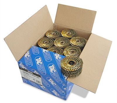 Tacwise 0425 Pregos em bobina plana sem acabamento tipo 2,5/60 mm, ponta diamante, haste anelada, inclinada a 16°, enrolada com fio, embalagem de 9000