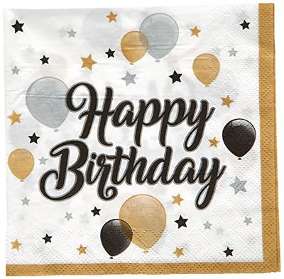 Procos 8863 – Servetter Happy Birthday, Milestone, 20 stycken, storlek 33 x 33 cm, pappersservetter med motiv, bordsdekoration, munduk, födelsedag, ballonger, ballonger