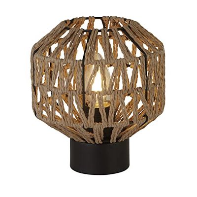 Lighting Collection Natural and Black Woven Table LAMP