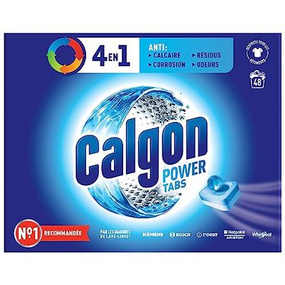 Calgon Powerball Pastillas - Antical para la Lavadora, Elimina Olores y Suciedad, en formato pastillas, 48 unidades