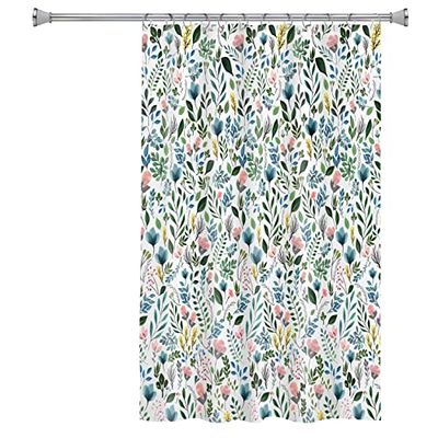 Splash Home Sia Floral Design Polyester Shower Curtain, for Bathroom and Bathtub Curtains, Lightweight Washable Cloth & Water-Resistant, 70W x 72H Inch