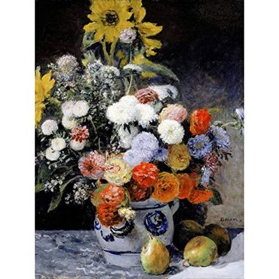Renoir Mixed Flowers In An Earthenware Pot Large Wall Art Print Canvas Premium Poster Mural