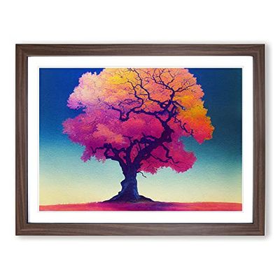 Stellar Oak Tree H1022 Framed Print for Living Room Bedroom Home Office Décor, Wall Art Picture Ready to Hang, Walnut A3 Frame (46 x 34 cm)