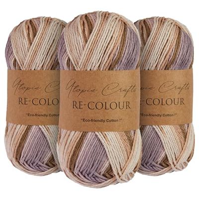 Utopia Crafts Re-Colour Ombre Knitting & Crochet Yarn 3X 100g (Natural Harmony)