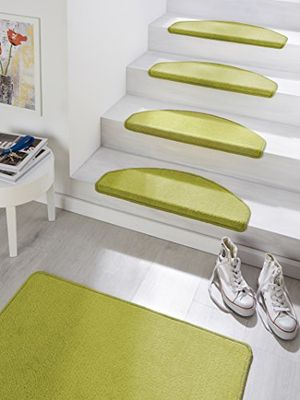 HANSE Home Alfombrillas de 15 Unidades Colores Uni Fancy, Polipropileno, Verde, 23 x 65 x 0.7 cm