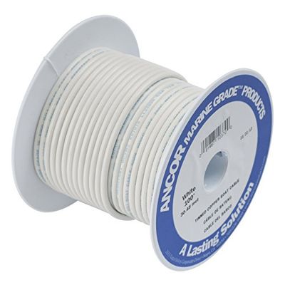 Ancor TINNED Copper Wire 10AWG (5MM²) White 250FT DAN-985, Other, Multicolor, One Size