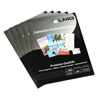 LMG LMGA4-80-25 lamineringsfolie A4, 216 x 303 mm, 2 x 80 mic, 25 stycken