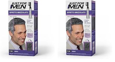 Just For Men Touch of Grey, Tinta Capelli Uomo, Colore Nero, Trattamento Colorante Graduale per Capelli Grigi, per un Look Brizzolato Naturale, Con Pettine Applicatore - T55 (Confezione da 2)