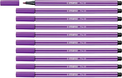 Marcador premium STABILO Pen 68, caixa com 10 unidades lilás