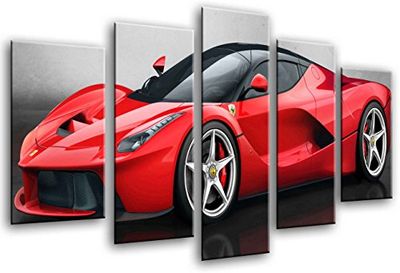 Quadro moderno fotográfico carro desportivo, Ferrari vermelho, 165 x 62 cm Ref. 26436