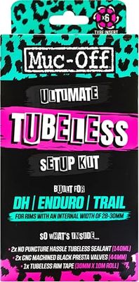 Muc-Off Ultimate Tubeless installationssats, DH/Trail/Enduro - slanglös konverteringssats för cyklar - Inkluderar slanglösa däcktätningsmedel och slanglösa ventiler