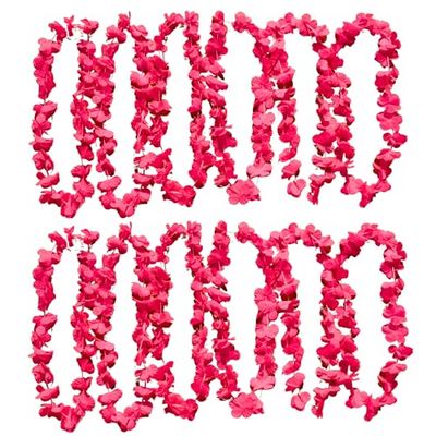 UV FLOOR - Collier De Fleurs Rose Fluo - Qualité Premium - Accessoire Fluorescent - Fête - Déguisement - Lot de 12