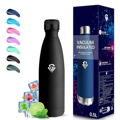 Grsta Botella Agua Acero Inoxidable, Botella Termica 500ml, A Prueba de Fugas, Botella sin Bpa, Mantiene 24H Frio/12H Calor, Botella de Agua Deportiva, para la Escuela, Oficina, Cámping, Cafetería