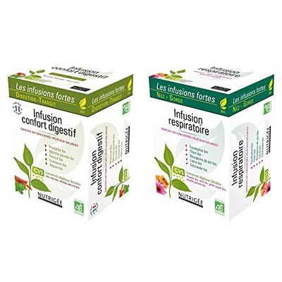 Infusion confort digestif • Digestion • Transit • Menthe poivrée • Fenouil • 30 sachets & Infusion Respiratoire • Concentrés Végétaux Solubles • Issu de l’agriculture biologique 30 sachets