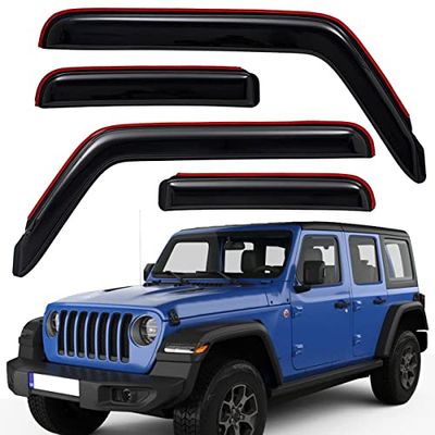 Lightronic WV194811 in-Channel Window Visors Rain Guards Smoke Tint 4PCS Set for Jeep Wrangler JL 2018-2020, for Jeep Gladiator 2020