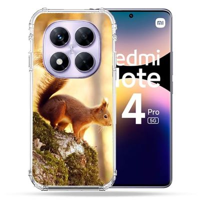 Cokitec Förstärkt fodral för Xiaomi Redmi Note 14 Pro 5G djur ekorre trä