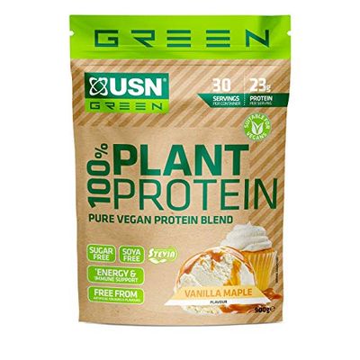 USN 100% Plant Protein Vanilla, Vegan Protein Powder (900g) A Sugar Free, Plant Based Protein Blend With No Soy and No Artificial Flavours